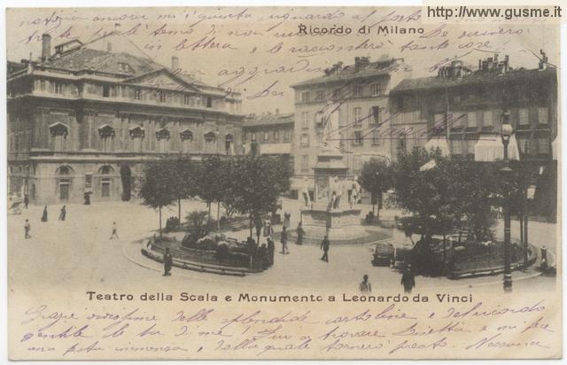Milano - Teatro della Scala e Monumento a Leonardo da Vinci - click to next image