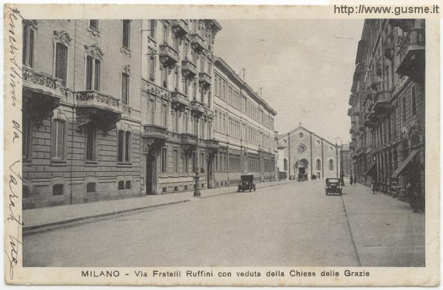 Milano - Via Fratelli Ruffini con veduta della Chiesa delle Grazie - click to next image